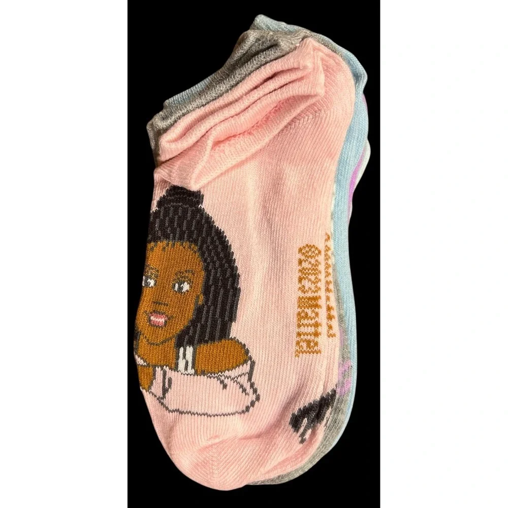 Barbie Mattel 6 Pairs No-show Girls Ankle Socks Small/Medium Shoe Size 9-12 1/2
